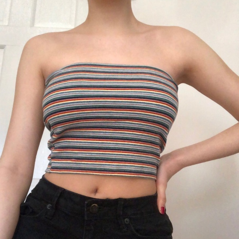 Brandy Melville rainbow striped tube top